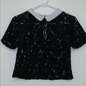 Collared lace crop top